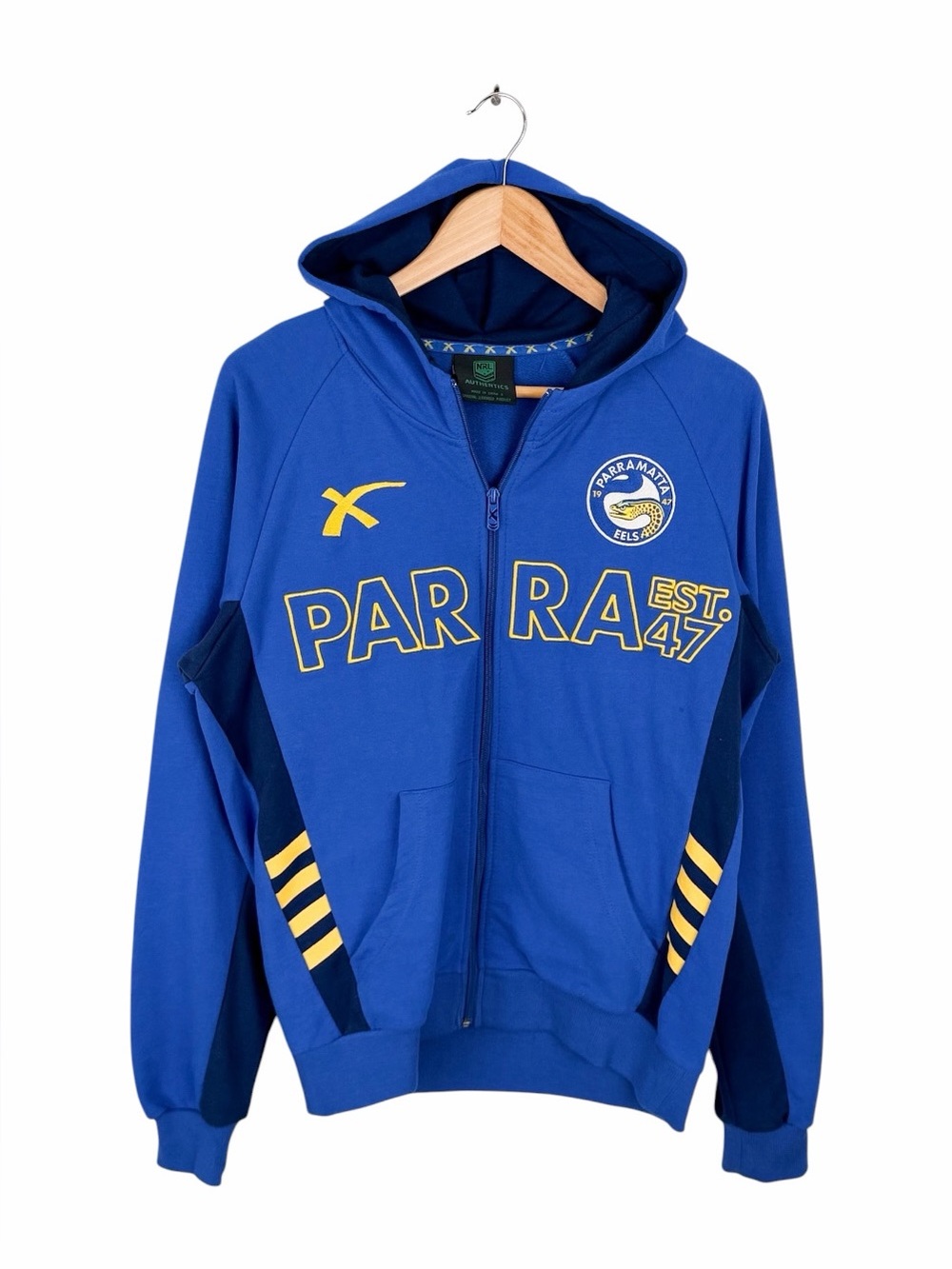 Parramatta Eels Men’s Small Full Zip Hoodie NRL Rugby League Blue Vintage 2004